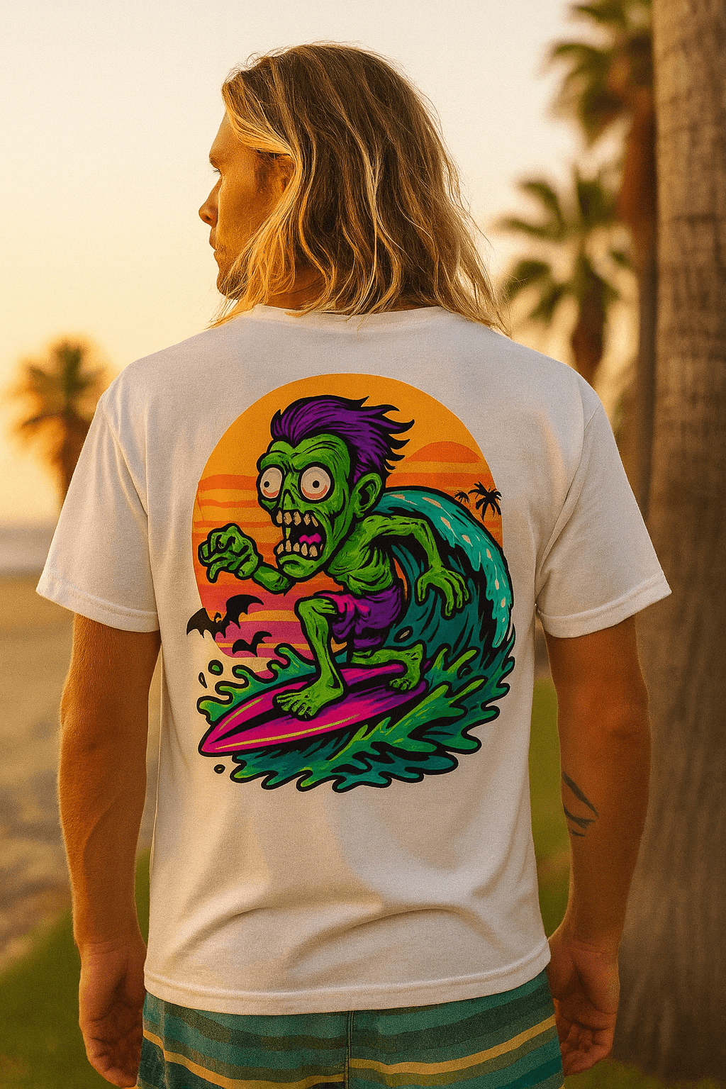 Polera hombre - Zombie surfista horror punk