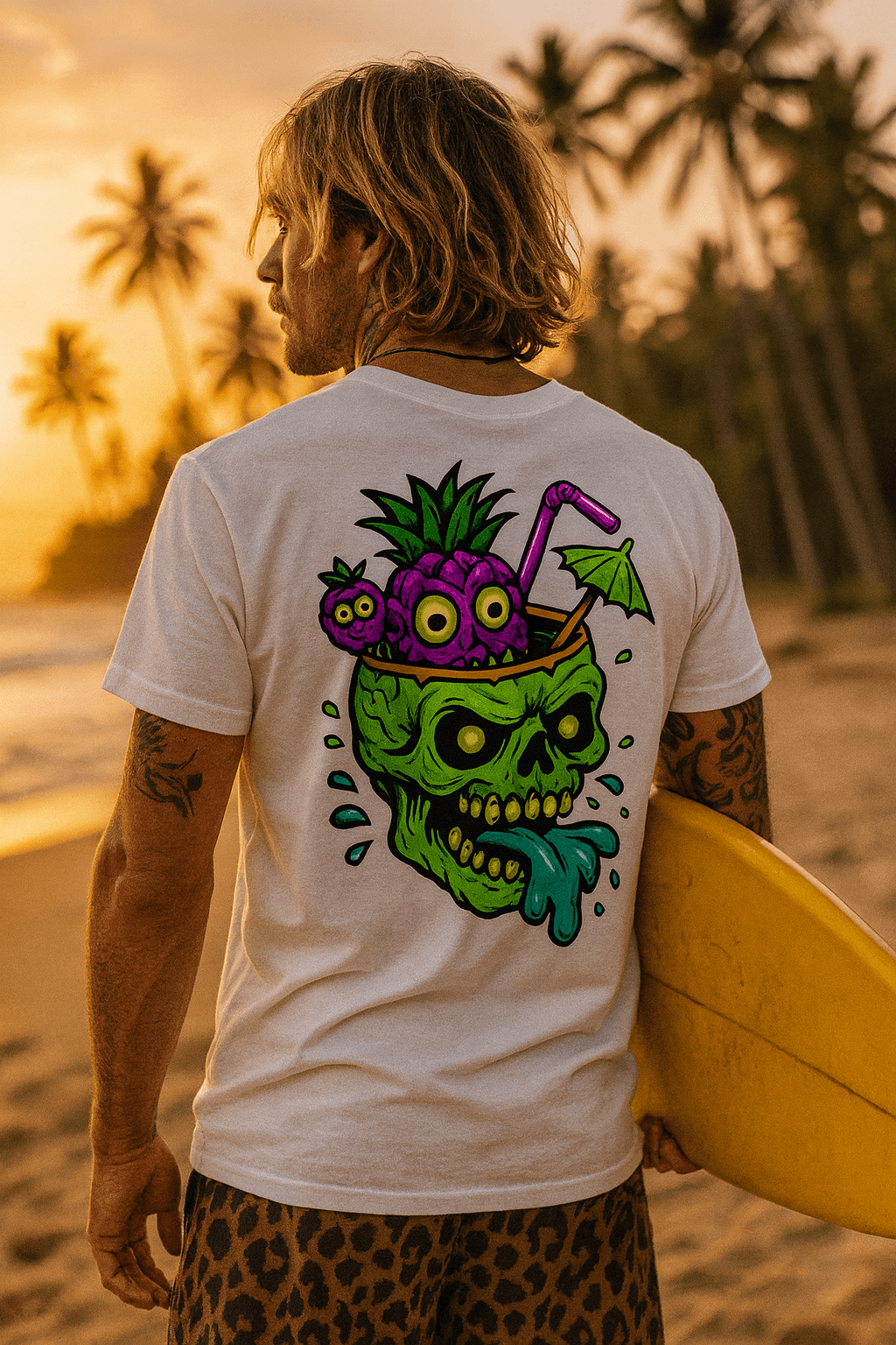 Polera hombre - Piña calavera playera